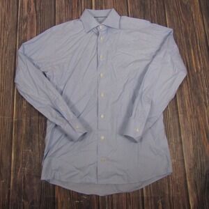 Eton Dress Shirt Mens 15.5 Blue Check Slim Fit Long Sleeve Button Down Cotton